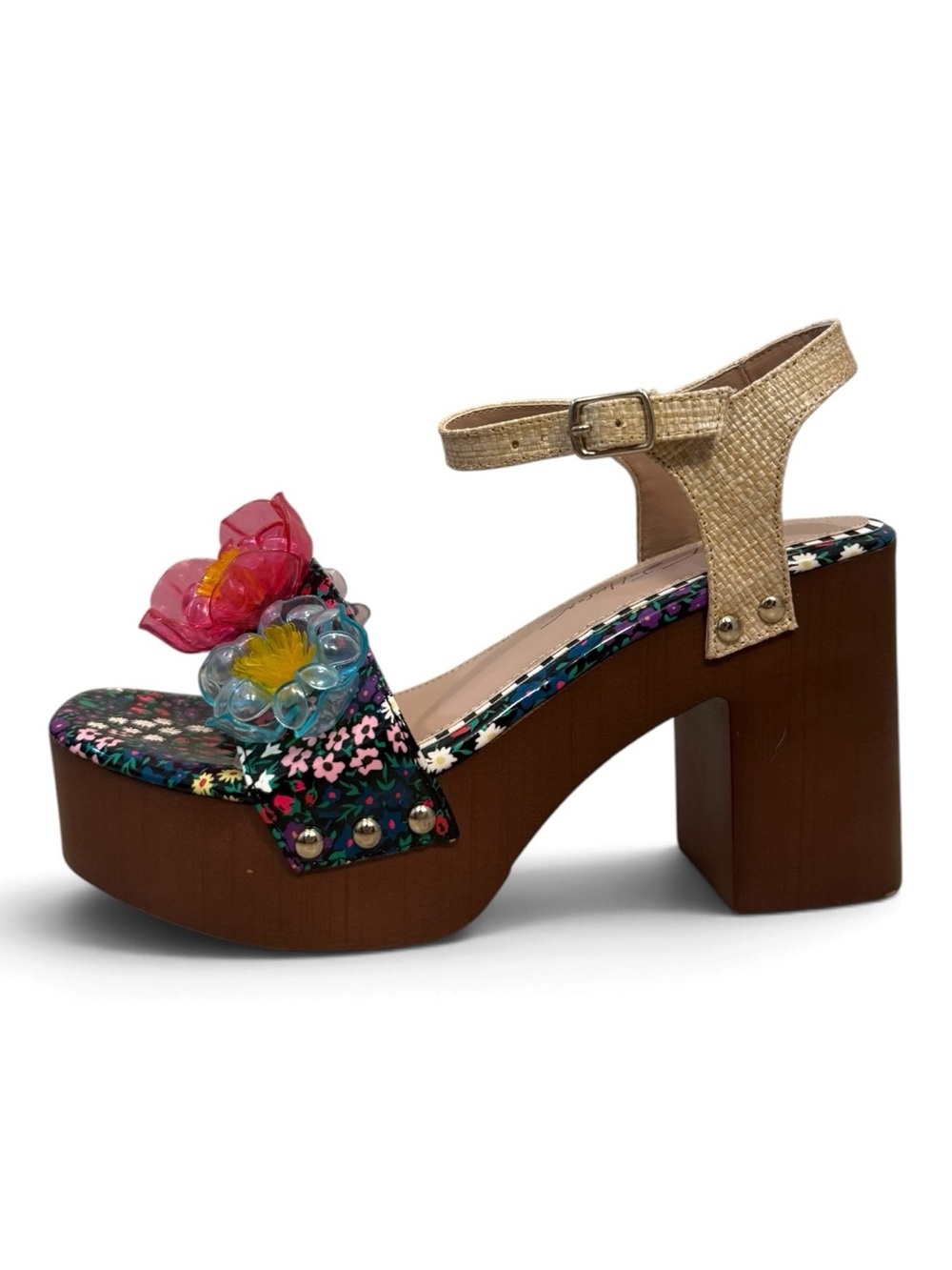 Betsey Johnson Elayne Floral 3D Flower Platform Sandals Heels Size 7